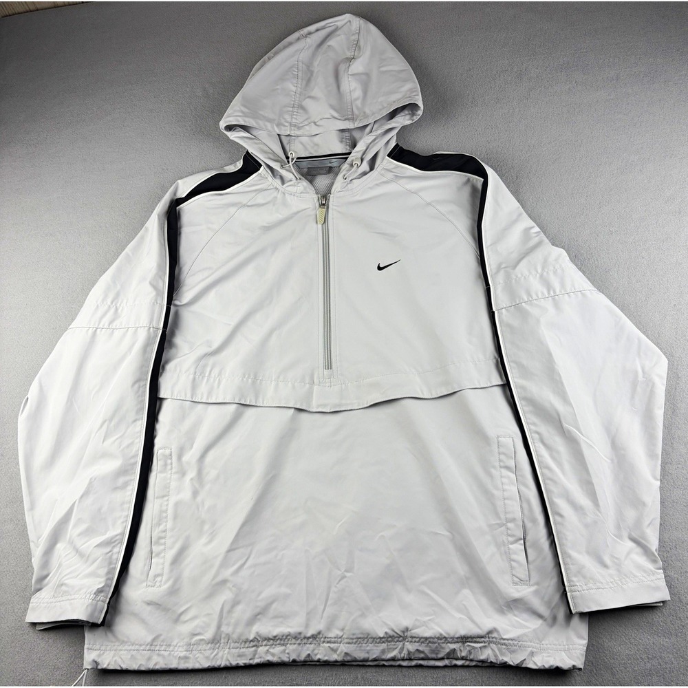 Nike Vintage Y2K Anorak Windbreaker Jacket Gray Black Hooded Men's Large
